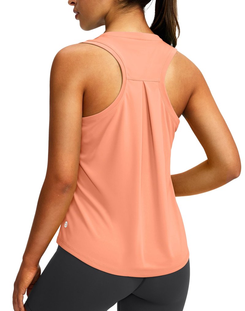 Women's Workout Tops Racerback Athletic Tank Tops Sleeveless Loose Fit Yoga Running Gym Shirts for Women(Coral,S)