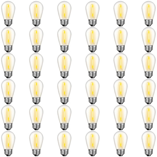 GvvooHome 36 Pack S14 LED Bulbs for Outdoor String Lights, Shatterproof Replacement Edison Bulbs for Patio String Lights Outdoor Waterproof, Warm White 2200K, Dimmable, E26 Standard Base