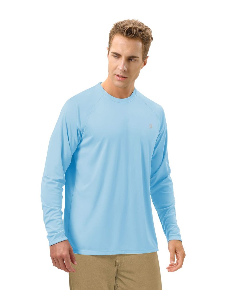Roadbox Men's 2 Pack UV Sun Protection SPF UPF 50+ Long Sleeve Quick Dry Fishing Shirts Outdoor Rash Guard for Running Hiking Swimming