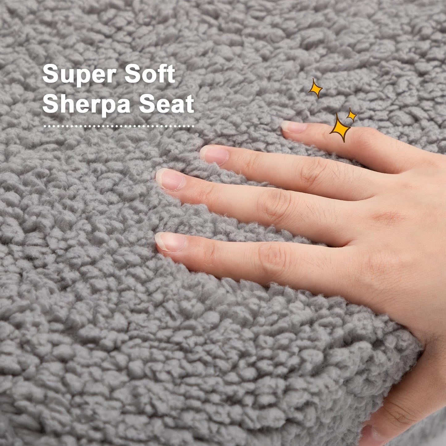 BEJOY Kids Sofa Bed 2-in-1 Flip Out Cuddly Sherpa Toddler Couch Convertible Chair to Lounger Children Sofa Bed Children's Day and Birthday Gift for Girls Boys, Grey
