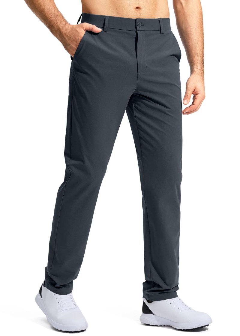 Pudolla Dress Pants for Men Golf Pants Stretch Work Dress Comfy Pants 30 Lightweight Quick Dry Casual Slacks Trousers(Iron Grey 33Wx30L)