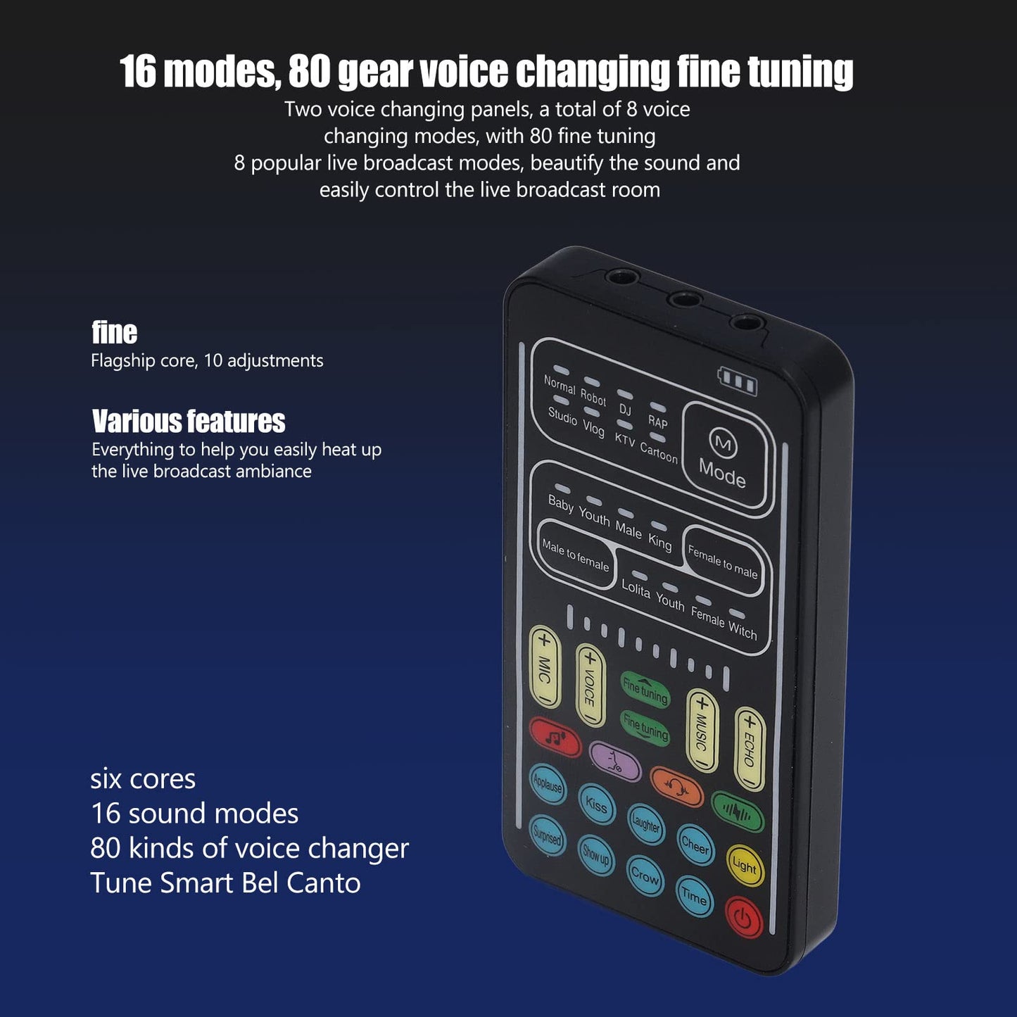 I9 Voice Changer Set, Mini Live Broadcast Voice Disguiser, Portable Sound Board Voice Changer, 8 Different Sounds/Sound Effects, for iOS, for Android (English Version)