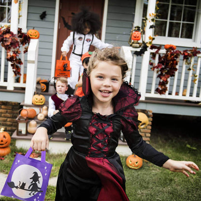 CCINEE 24pcs Non-Woven Treat Bags 8 Cute Halloween Pattern Totes Party Bags with Handles for Kids' Halloween Trick or Treat Party Favor Supply