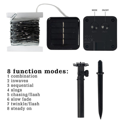 Dazzle Bright 2 Pack Purple and Orange Fairy String Lights, Total 80FT 240LED Solar Powered Fairy Lights with 8 Modes, Waterproof Copper Black Wire Lights for Outdoor Yard Party Halloween Decorations