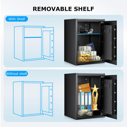 Bonsaii Large Safe Box with Fireproof Bag,2.5 Cubic Feet for home security with Electronic Keypad and Removable Shelf,Document Safe for Home,Money,Cash,Jewelry,15.7"Wx15"Dx21.7"H