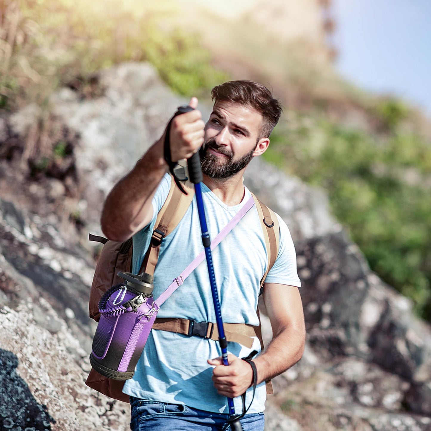 DYSANKY Insulated Water Bottle | Thickened Stainless Steel Vacuum Metal | Portable Sports Half Gallon Large Water Jug for Gym and Hiking with Straw, Carrier Bag, Handle Strap | BPA-Free 64 oz