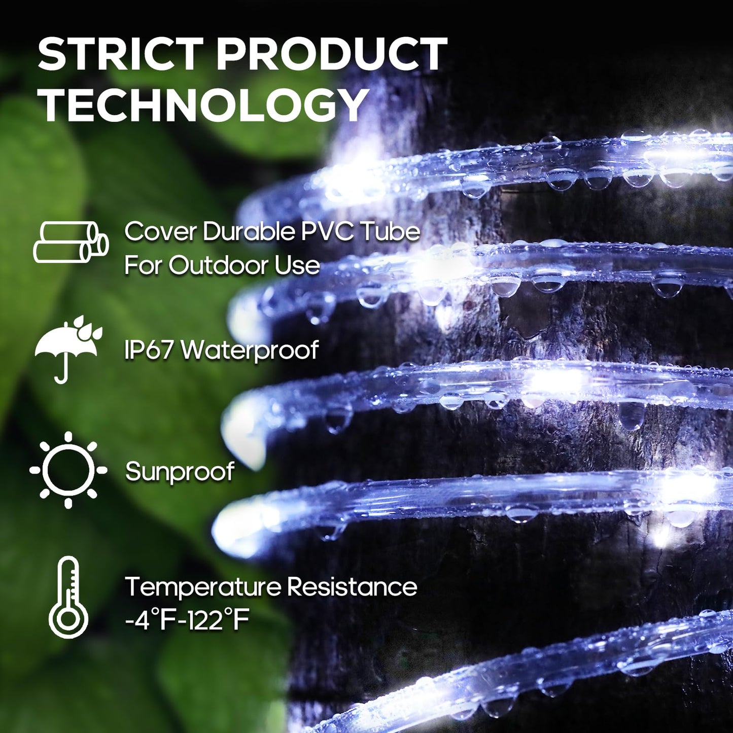 ICRGB Solar Rope Lights, 66FT 200LED 1800mAh Outdoor Waterproof Solar Lights with Remote, IP67 String Light with Timing & 8 Modes for Garden Tree Pathway Yard Pool RV Christmas Decor, White