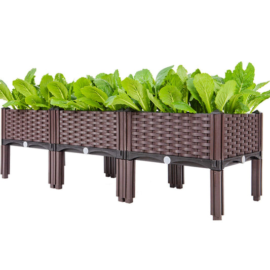 Elevated Planting Box, Outdoor Planter Boxes with Legs, Modern Rattan-Style Plastic Plant Stand, Garden Raised Bed for Vegetables,48"x16"x14"/120x40x36cm
