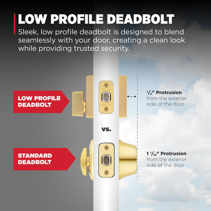 Kwikset Downtown Deadbolt Lock, Matte Black Square Exterior Keyed Front Entry Door, Pick Resistant SmartKey Rekey Security, Single Cylinder Dead Bolt, with Microban Protection