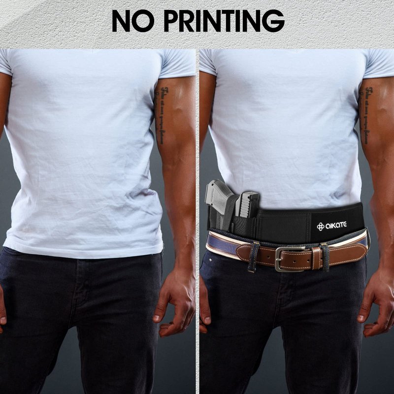 AIKATE Upgraded Belly Band Holster for Concealed Carry, Deep Concealment Gun Holster for Men, Waistband Holsters Fits for Glock 19, 17, M&P Shield 9MM Most Pistols (Fits Belly Up to 45", Left)