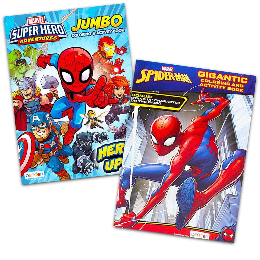 Marvel Spiderman Ultimate Coloring Book Set -- 3 Spiderman Activity Books with Spiderman Tattoos