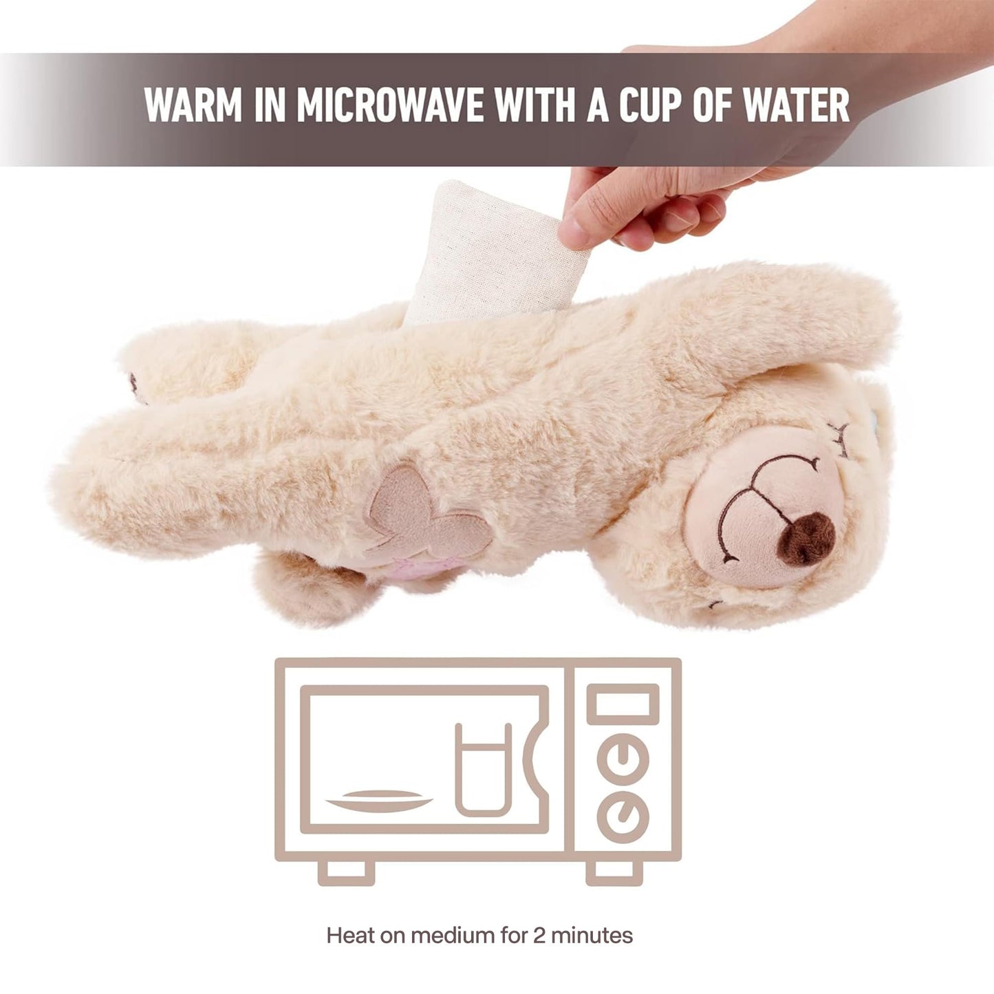 pet prime Snuggle Bear - Pet Plush Toy Heartbeat Plush Bear Kitty Toy Dog Comfort Toy