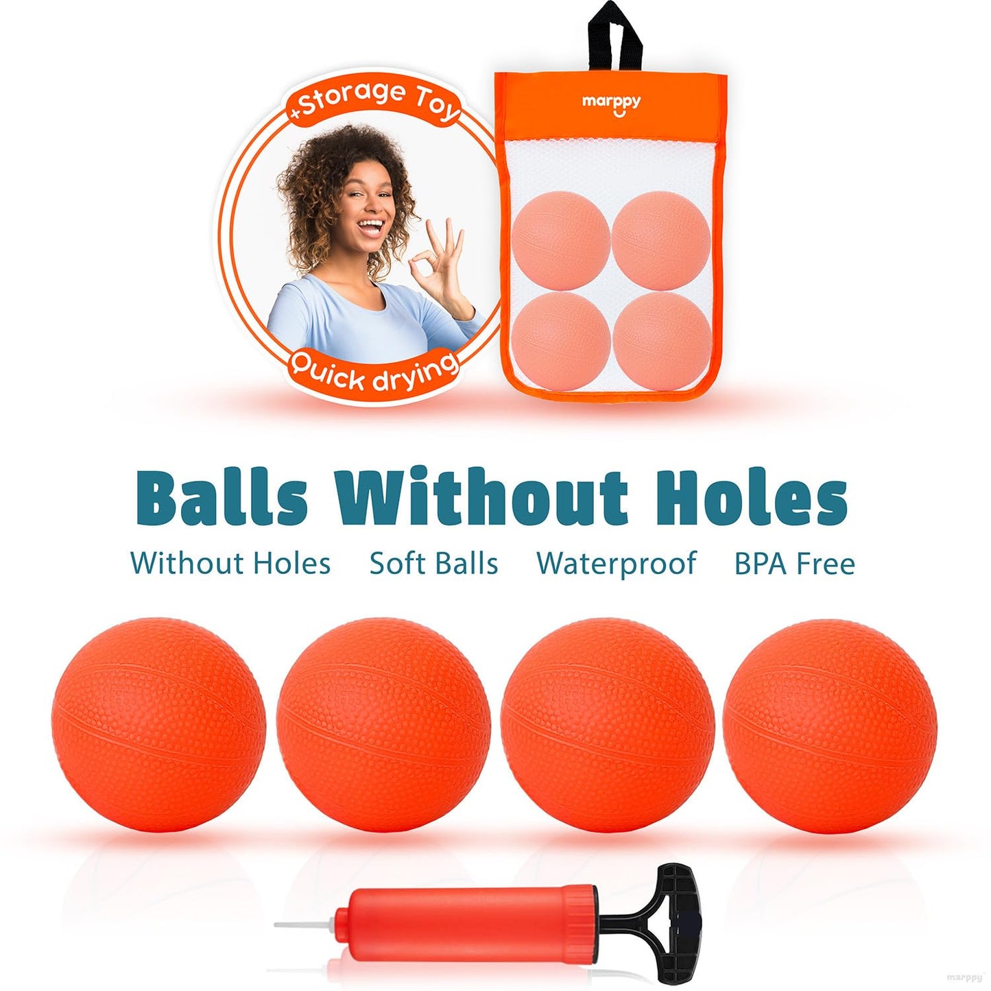 Bath Toys – Bathtub Basketball Hoop for Toddlers, Kids, Boys and Girls | 4 No-Hole Balls & Strong Suction Cups | Fun Basketball Bath Toy for Toddlers