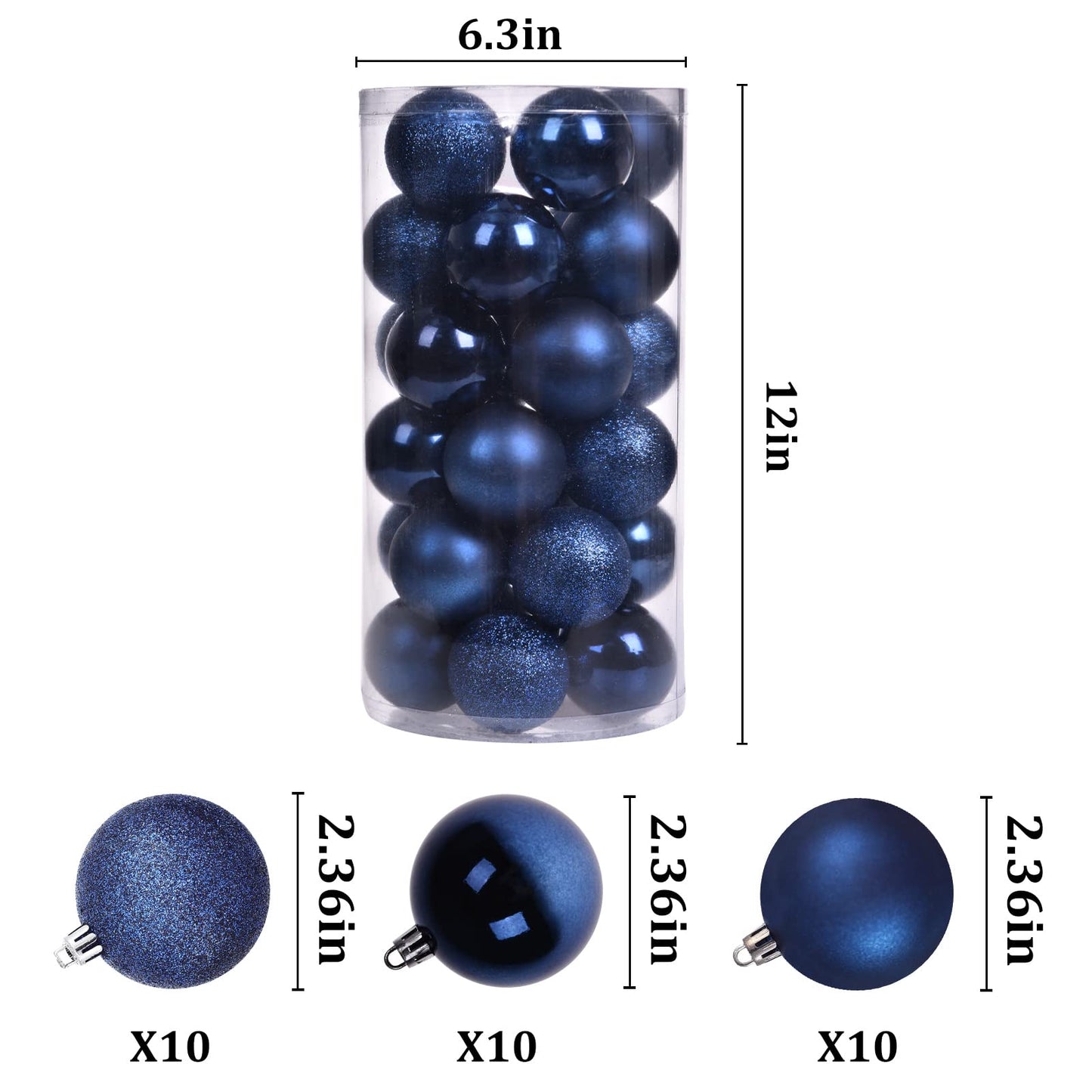 30ct Halloween Ball Ornaments, 2.36" Shatterproof Halloween Tree Decorations, Perfect Hanging Ball for Indoor/Outdoor Holiday Party Decor (Dark Blue)