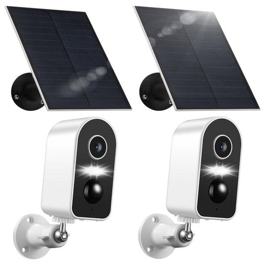 Solar Security Cameras Wireless Outdoor, Battery Powered 2K WiFi Cameras for Home Surveillance, PIR/AI Motion Detection, Waterproof, Color Night Vision, 2-Way Audio, (2 Pack)