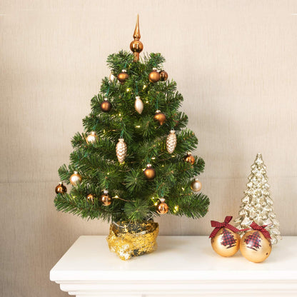 KI Store Bronze Champagne Miniature Ornaments and Toppers Set of 15 Christmas Mini Glass Tree Decorations for Desktop Tabletop Wedding Centerpiece