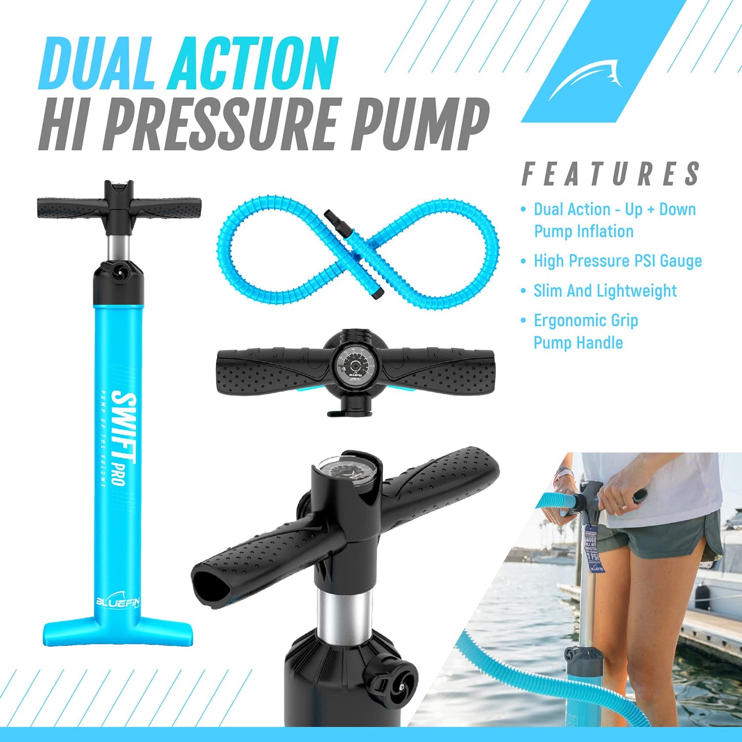 Bluefin SUP 10'8'' Inflatable Stand Up Paddle Board, Blue, Including Accessories & 5 Year Warranty