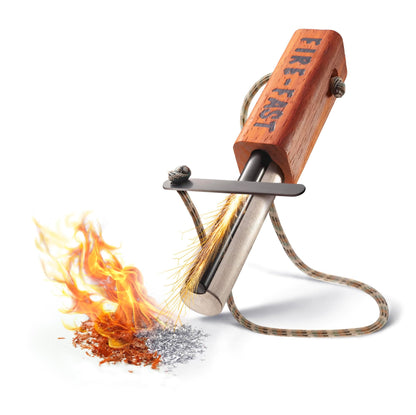 Fire-Fast Trekker. Best Emergency Waterproof Survival Fire Starter. Magnesium and Euro Fire Steel Ferro Rod. Compact Durable Tool for Bushcraft, Camping, Backpacking, Hiking, Hunting, or Bug Out Bag.
