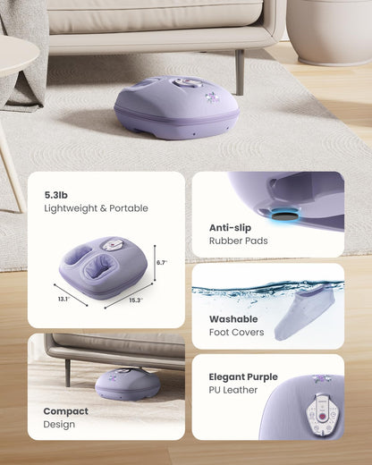 RENPHO Foot Massager Machine with Heat [2026 Upgraded], Shiatsu Foot Massager for Plantar Fasciitis, Foot Massager Machine for Women, Wireless Control, True Full Foot Massager, Up to Size 14, BK