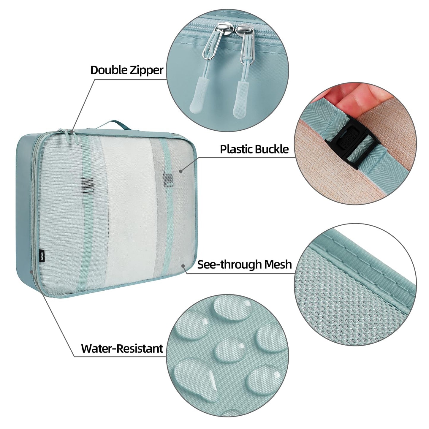 BAGAIL 10 Set Packing Cubes Various Sizes Packing Organizer for Travel Accessories Luggage Carry On Suitcase