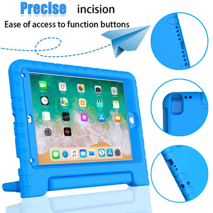 Surom Kids Case with Screen Protector for iPad 9.7 Inch 2018/2017, Shockproof Convertible Handle Stand Case for iPad 9.7 2017/2018 (iPad 5th and 6th Generation),iPad Air 2, Blue