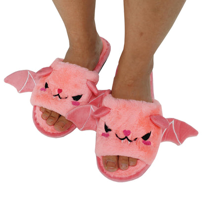 Halloween Bat Animal Slippers Soft Plush Cozy Open Toe Women Indoor or Outdoor Fuzzy Slippers Halloween Gifts For Girls Women Girlfriend