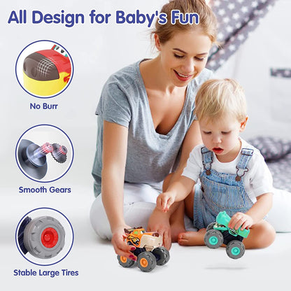 SunnyPal Toys for 1 Year Old Boys - 3 Pack Car Toys for 2 Year Old Boy, Monster Truck Toddler 1st Birthday Gifts for Boy