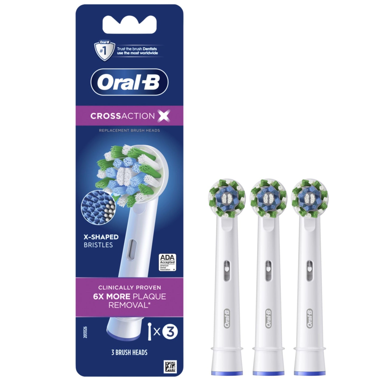 Oral-B CrossAction Electric Toothbrush Replacement Brush Heads Refill, 2ct (Packaging may vary)