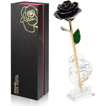 Gold Dipped Rose Real 24K Gold Rose, Genuine One of a Kind Rose Hand Dipped in 24K Golden Roses Romantic Gifts for Women in Her Birthday Anniversary Valentines Day Mothers Day
