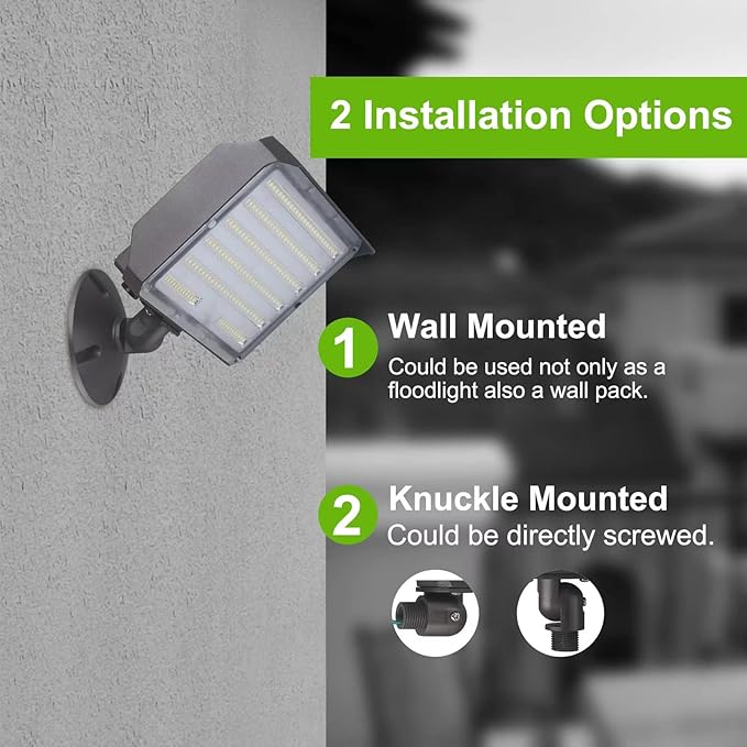 100W LED Flood Light with Knuckle, Outdoor floodlight Dusk to Dawn Photocell 5000K 14000lm AC100-277V Equivalent 1000W, ETL Waterproof Wall Mount LED Security Light for Yard Garden 2 Pack