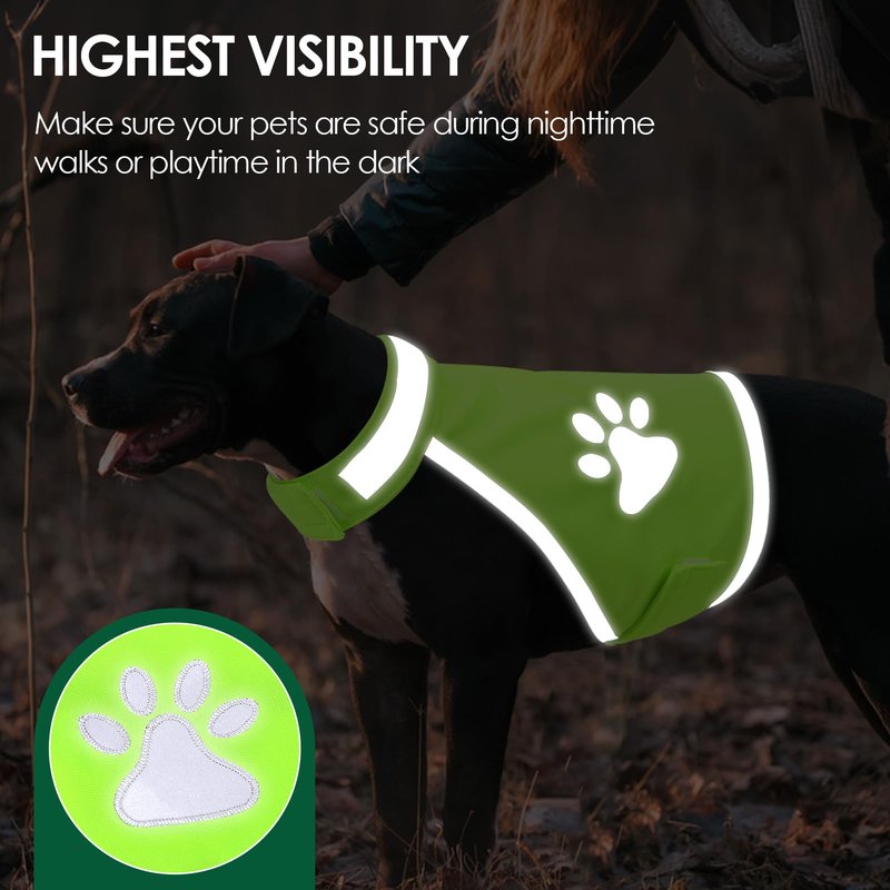 SUNFURA Dog Reflective Safety Vest, High Visibility Adjustable Dog Hunting Harness Vest for Outdoor Activity & Night Walking, Breathable Pet Jacket for Small Medium Large Dogs (Green, XXL)