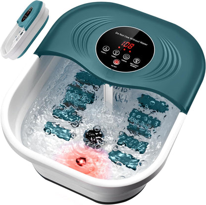 Foot Spa Bath Massager with Heat, Bubbles, Vibration, 8 Removeable Roller (not Motorized), Pedicure Foot Spa with 95-118℉ Temperature Control for Relaxing Feet at Home
