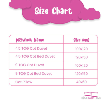Home Sweet Home UK Toddler Cot Bed Duvet And Pillow Set - 100% Microfiber Anti Allergy 4.5 Tog Junior Baby Duvet And Pillow - Toddler Bedding Cot Bed Set 120 x 150 cm