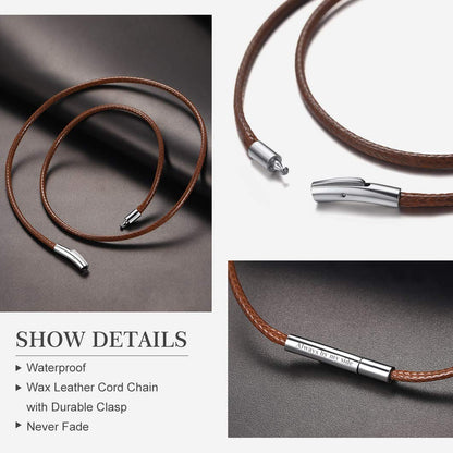 Richsteel Leather Necklace Cord With Clasps Rope Chain Boys Chains Brown Waxed Bracelet Girl Necklaces