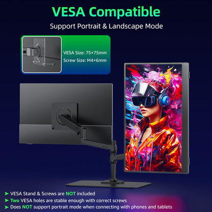 Portable Monitor 18.5 inch 1080P FHD 128% sRGB 100Hz, Travel Monitor for Laptop MacBook Surface PC Xbox PS5, HDMI Dual USB-C VESA Compatible Built-in Speaker, with Kickstand