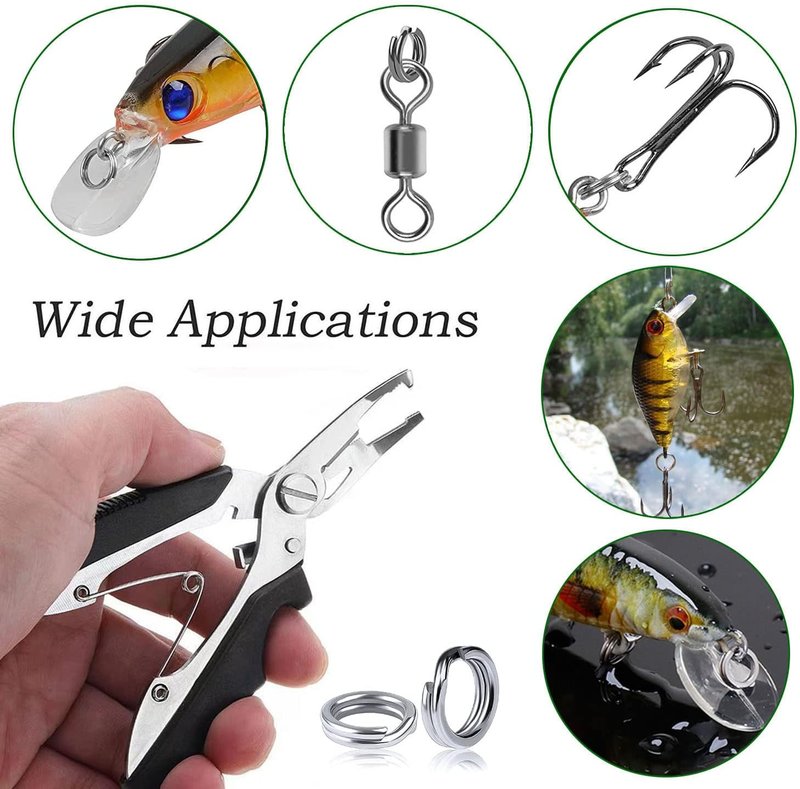 Fishing Stainless Steel Split Rings Set - 201pcs with 5 Sizes & Durable Plier Tool Kit