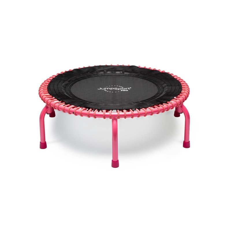 JumpSport 350 PRO Fitness Trampoline, Cardio Workout, No-Tip Arched Legs Home Gym Equipment with Adjustable Bungees & 60 Day Trial Video, 39", Pink