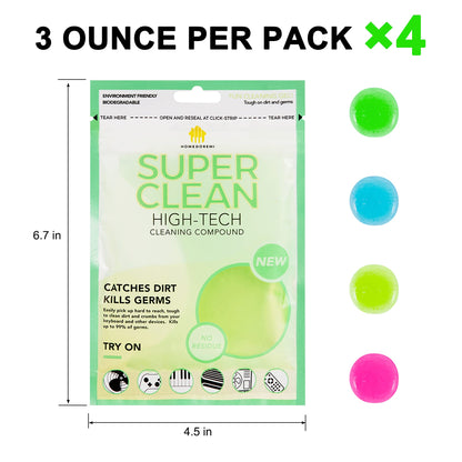 FiveJoy Car Cleaning Gels, 4-Pack Universal Auto Detailing Tools Car Interior Cleaner Putty, Dust Cleaning Mud for PC Tablet Laptop Keyboard, Camera, Printers, Calculator - 320g (2.8oz/pcs)