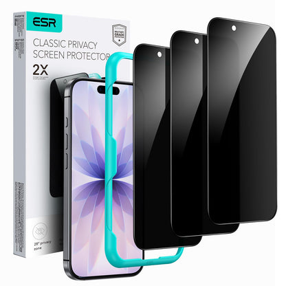 ESR 3 Pack for iPhone 15 Pro Max Screen Protector, [9H Hardness] [Military Grade Shatterproof] Full Coverage Tempered Glass Film with Easy Installation Tool, HD Clear, Scratch Resistant