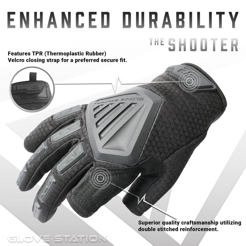 Glove Station The Paintball Work Gloves - Black (Large), Suede Leather Palm, Knuckle Protection for Men, 2 Fingerless Design for Paintball, Riding and Motorcycle Use