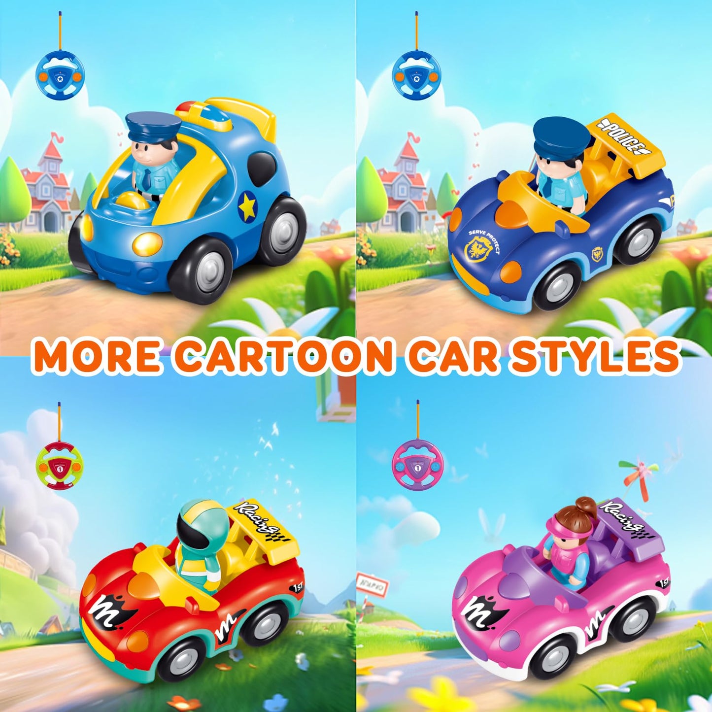 Pup Go First Remote Control Car for Toddler 18 Months+, 2 Interchangeable Dolls with Siren & Lights, Baby RC Police Racing Toy for 2 3 Year Old Boys Girls Kids, Perfect Xmas Presents (Sapphire Blue)