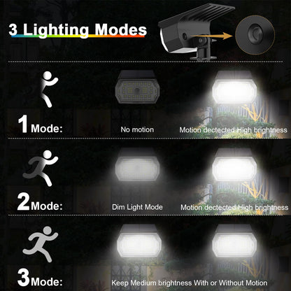 Solar Motion Sensor Lights Outdoor - 43LED Solar Spotlights 650LM, Cold White 650K IP65 Waterproof Wireless, Yard Driveway Walkway2 Pack