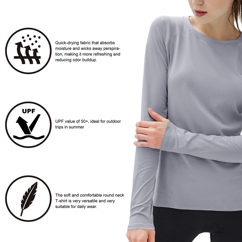 isnowood Swim Shirts for Women, UPF 50+ UV Sun Protection Long Sleeve Shirt, Lightweight Quick Dry Workout Hiking Running Rash Guard Top