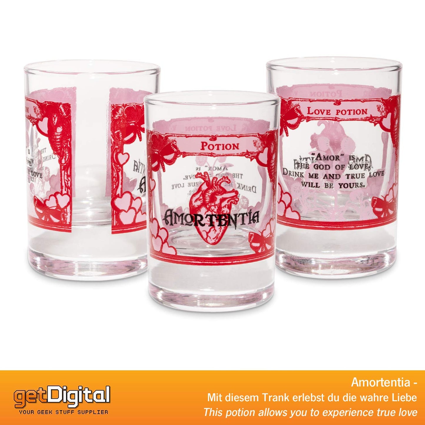 getDigital Magic Potion Shot Glasses Set - 4 Magic Glass Tumblers for Spirits & Liqueurs - 4cl Each, Dishwasher Safe