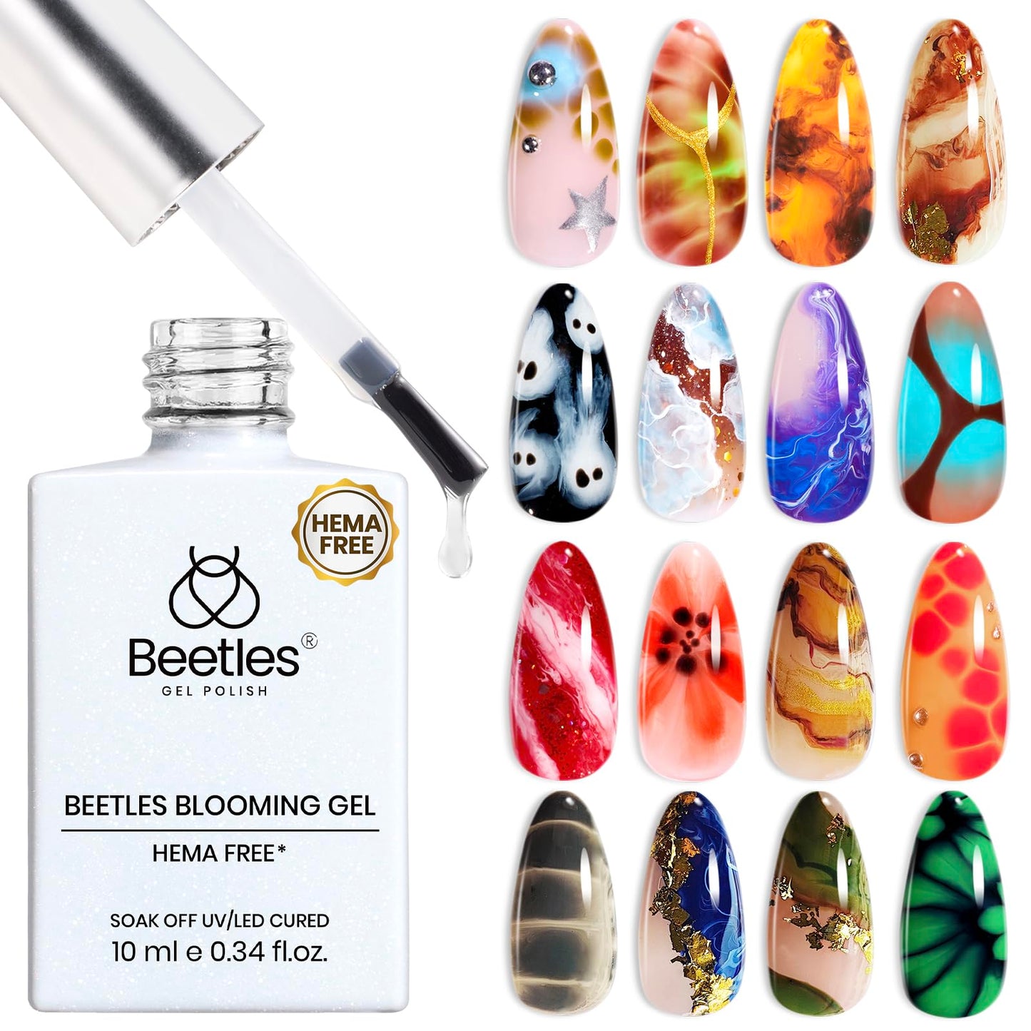 Beetles Halloween Gel Nail Polish Set – Wicked Mystic 8 Colors Gel Polish Kit, Gold Silver Black Green Blue Cat Eye Purple Red Glitter with Nail Art Accessories UV LED Soak Off Manicure Gift for Women