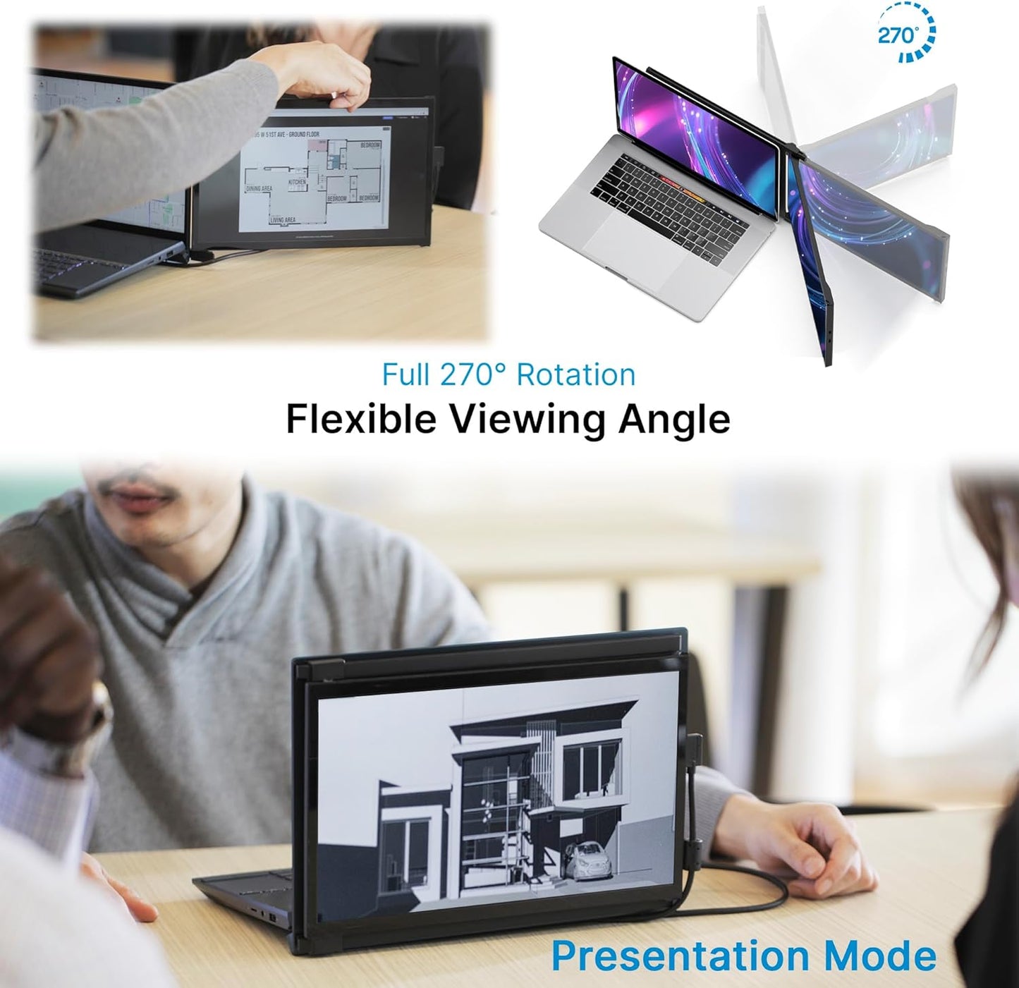 Portable Monitor for Laptops, New Mobile Pixels Duex Plus DS 13.3" Full HD IPS Dual Laptop Monitor, USB C/HDMI Plug and Play Laptop Screen Extender,Windows/Mac/Android/Switch Compatible