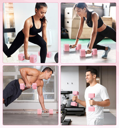 20LBS Adjustable Dumbbell Set for Women Men, 4 in 1 Free Weights Dumbbells Set Hand Weights Set Adjust Dumbbell Weight Set for Home Gym Exercise Workout Strength Training Equipments, Pink