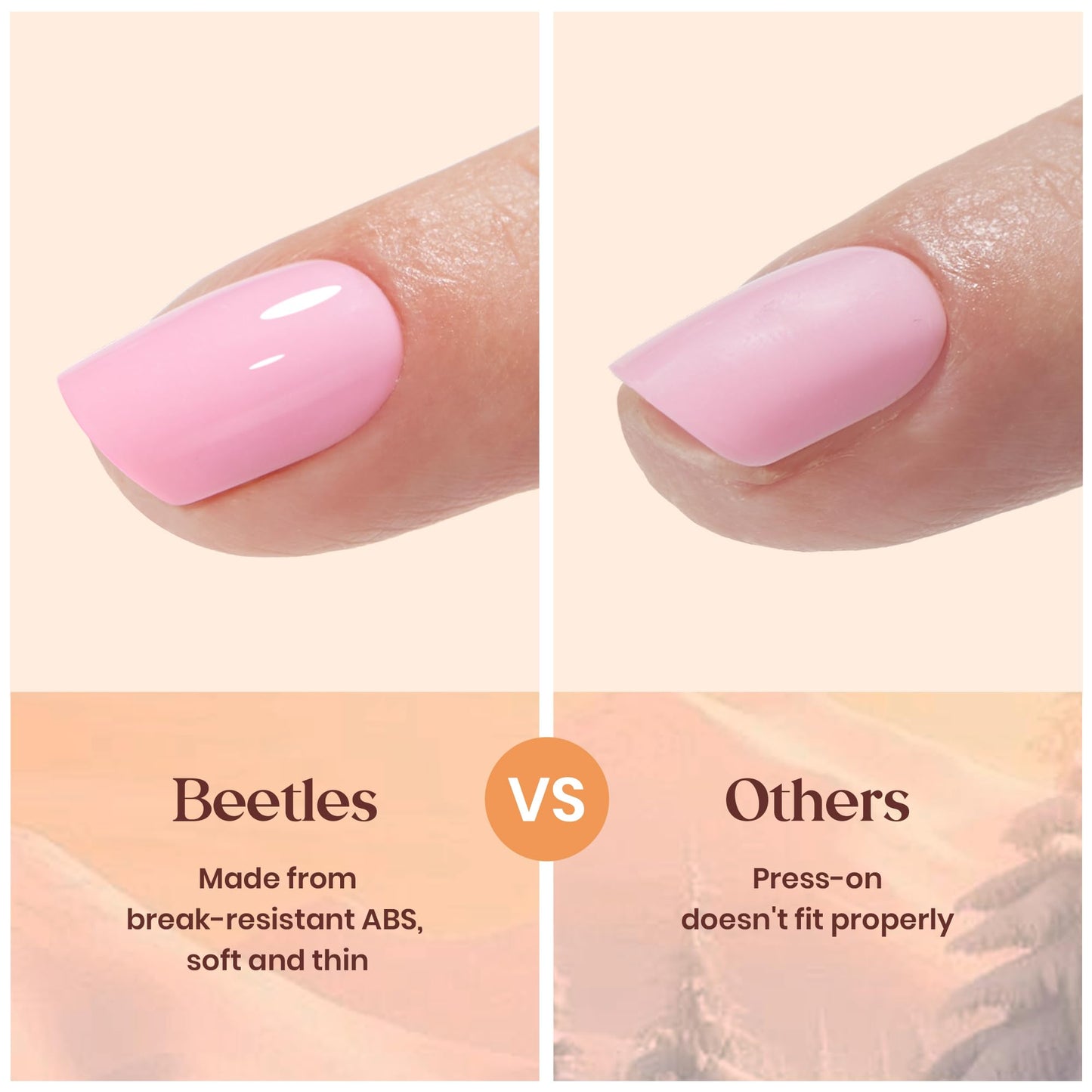 Beetles Press on Nails Kit 720Pcs 24 Colors, Press on Nails Short Almond Glossy Matte Glitter With Nail Glue & Nail Tabs Stickers, Natural Fit Lightweight Fake Nails Kit Art For Women Girls