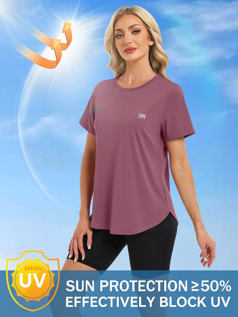 BKRIVE Womens Workout Tops Lightweight UPF 50+ Quick Dry for Hiking Running Shirts (S-3XL)