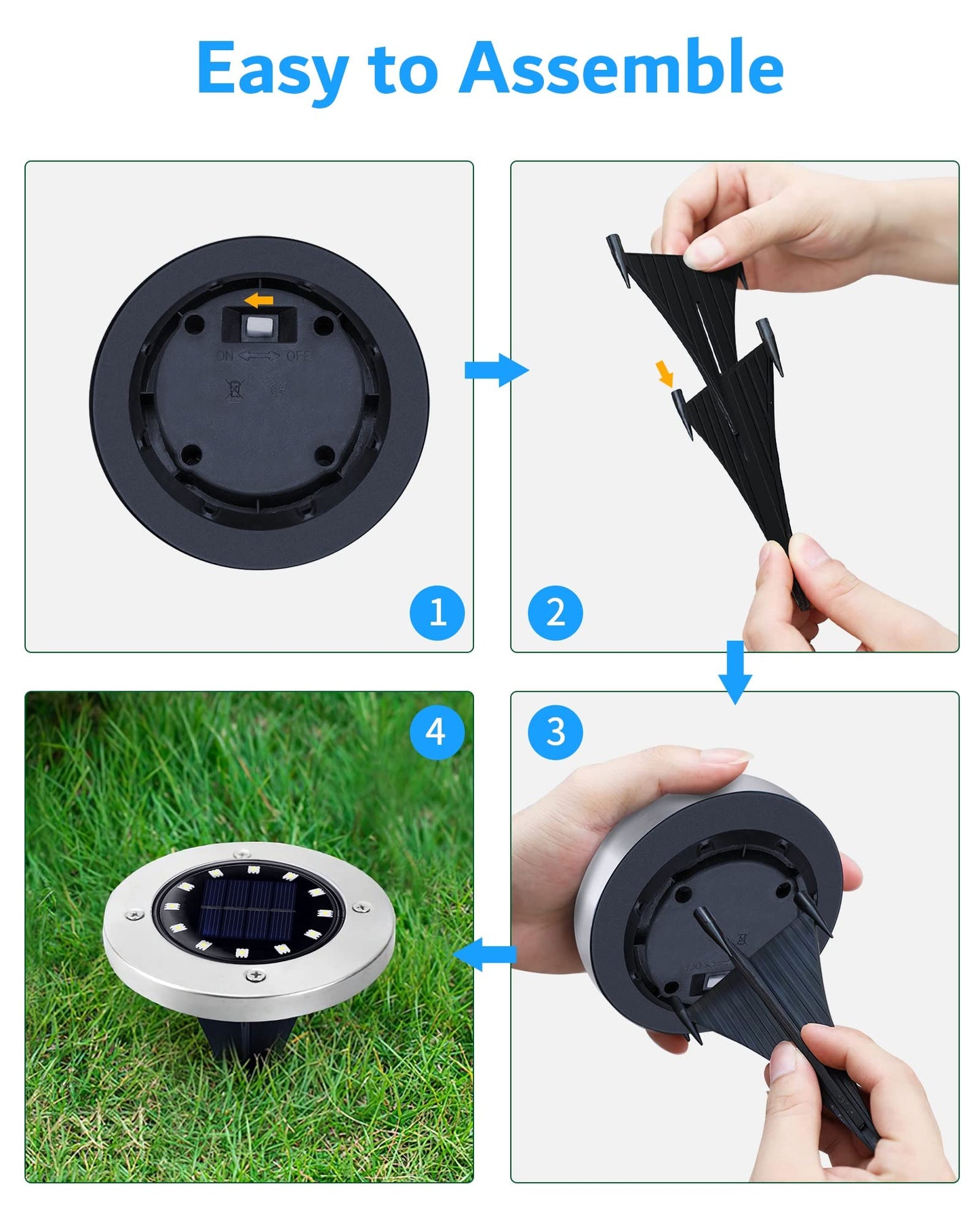 Biling Solar Outdoor Lights 12 Pack, Bright 12 LEDs Solar Ground Lights Waterproof, Flat Landscape Lighting Solar Powered for Yard Walkway Pathway Garden Driveway (White)